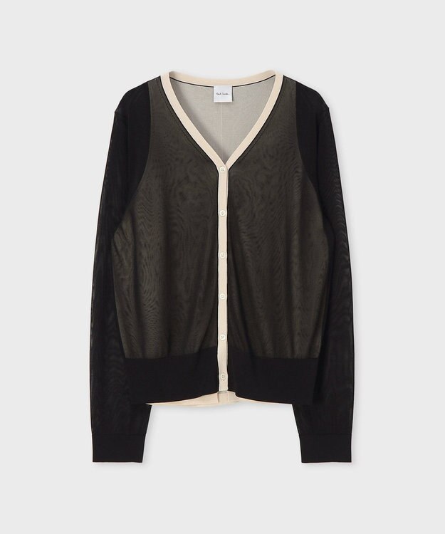 Paul Smith シアーレイヤード 長袖カーディガン ブラック