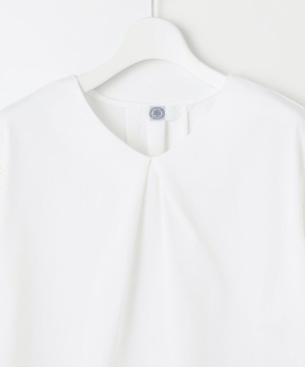 J.PRESS LADIES S 【吸水速乾】レーシーコンビ Vネック カットソー ホワイト系