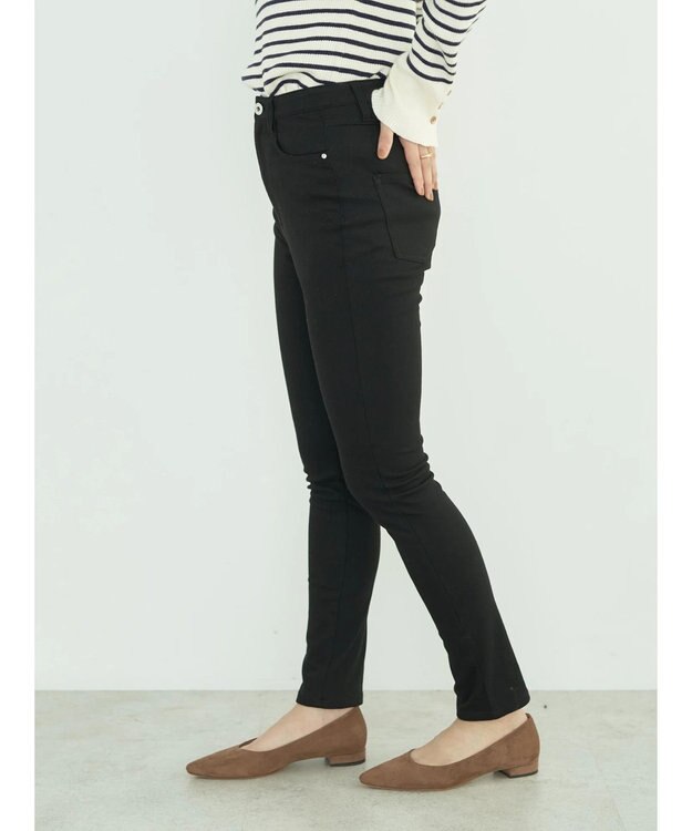 earth music&ecology 裏起毛スキニーパンツ Black