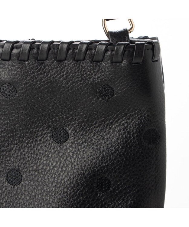 UNBILLION perche 牛革ソフト3層かがり2wayショルダーバッグ ブラックドット