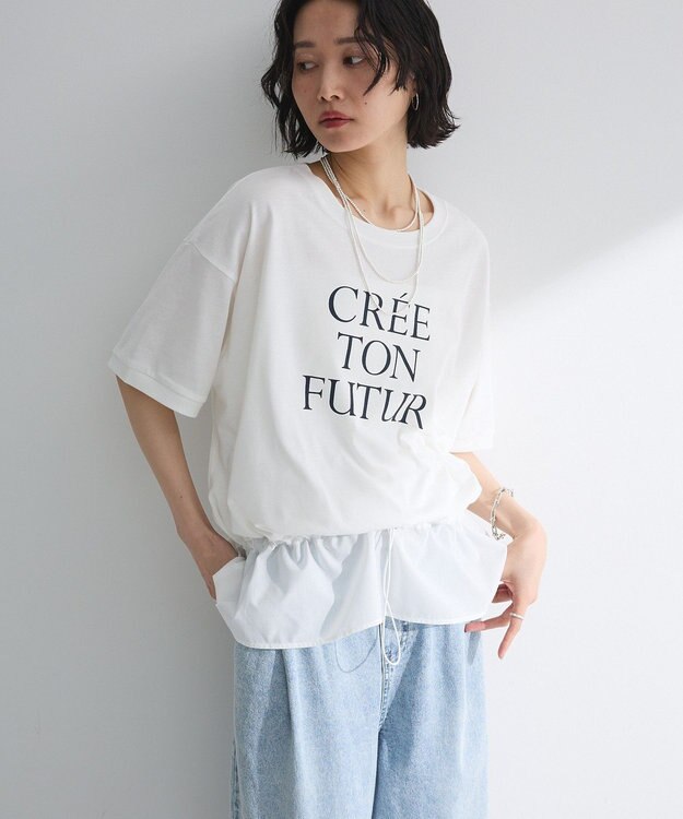 Green Parks ウエストドロストドッキングロゴプルオーバー Gray Mixture