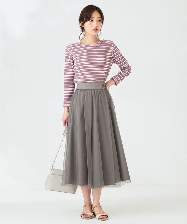 ANY SIS 【前後着用可】マルチボーダー2WAYテレコ カットソー ピンク系