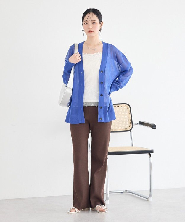 earth music&ecology シアーＶネックカーディガン Blue