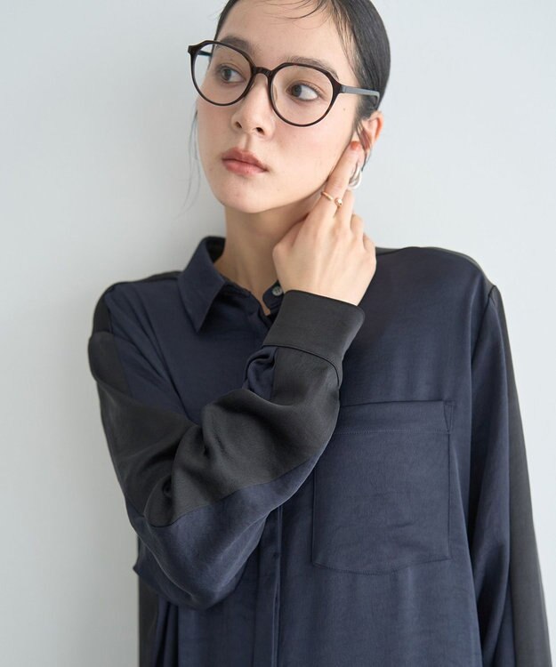 YECCA VECCA ヴィンテージサテンシャツワンピース Khaki