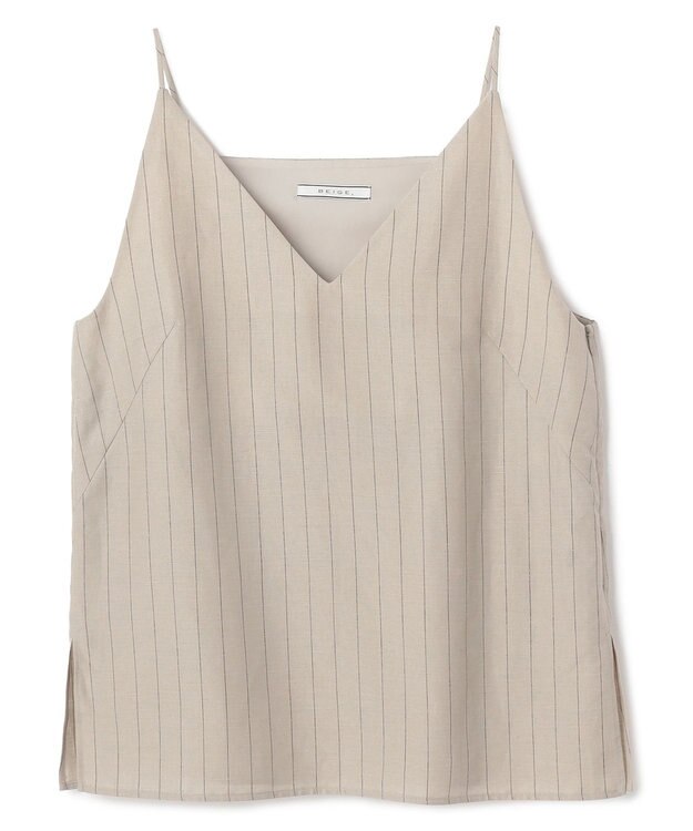 BEIGE， ERYTH / リネンストライプ キャミソール Flax × Bordeaux