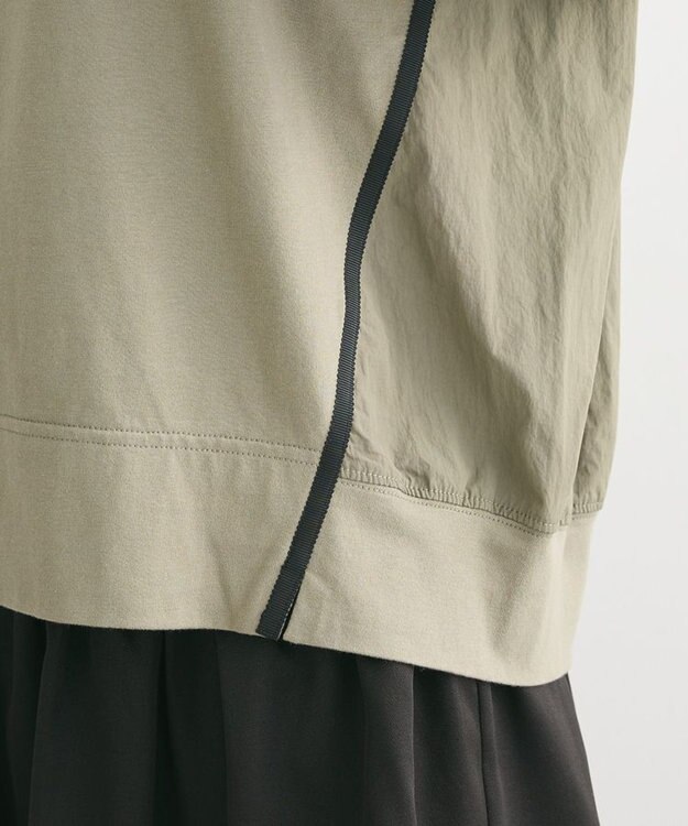 Green Parks グログランテープ配色ドッキングプルオーバー Khaki