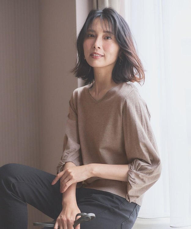 ANY 【洗濯機可】ボリュームスリーブニット モカ