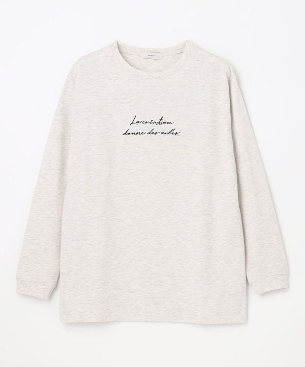 ANY 【UVケア】アソートロゴプリント ロングスリーブTシャツ TOPグレー×筆記体ロゴ