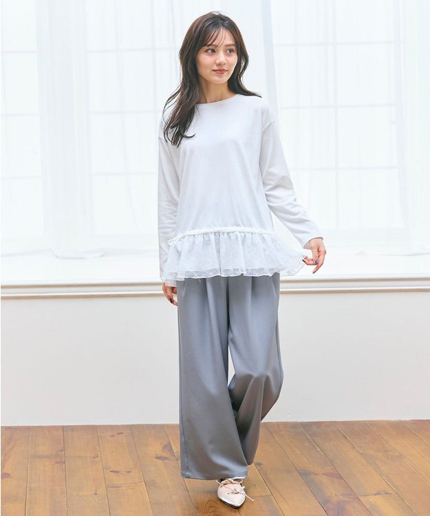 Feroux フリルぺプラム カットソー ホワイト系1