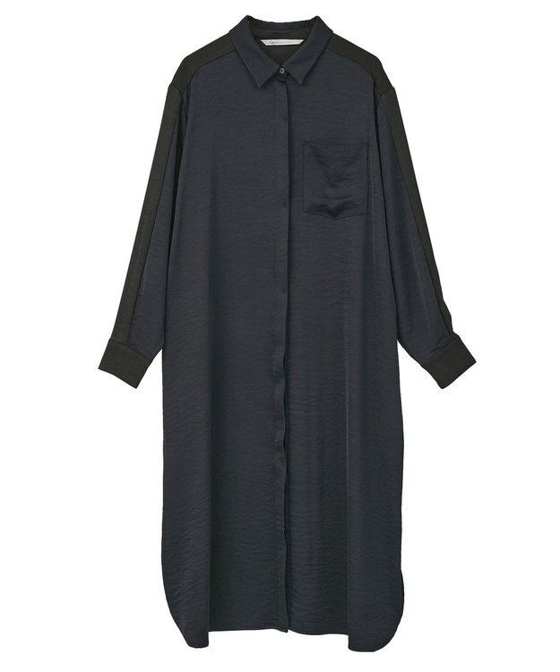 YECCA VECCA ヴィンテージサテンシャツワンピース Khaki