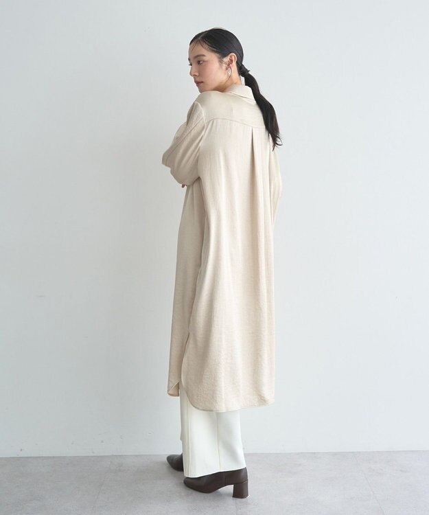 YECCA VECCA ヴィンテージサテンシャツワンピース Khaki