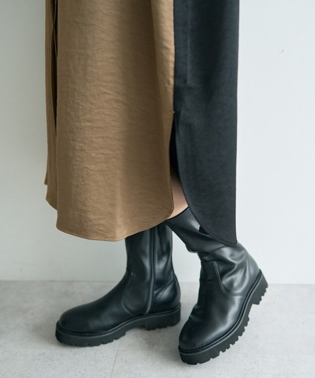 YECCA VECCA ヴィンテージサテンシャツワンピース Khaki