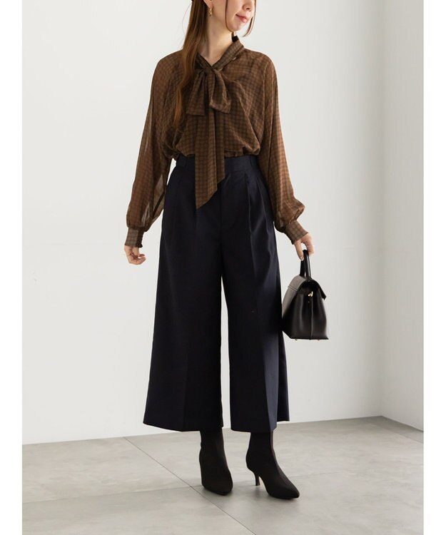 Te chichi パターンアソートシフォンボウタイブラウス《2025Autumn catalog vol.2 item》 ブラウン