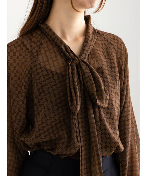 Te chichi パターンアソートシフォンボウタイブラウス《2025Autumn catalog vol.2 item》 ブラウン