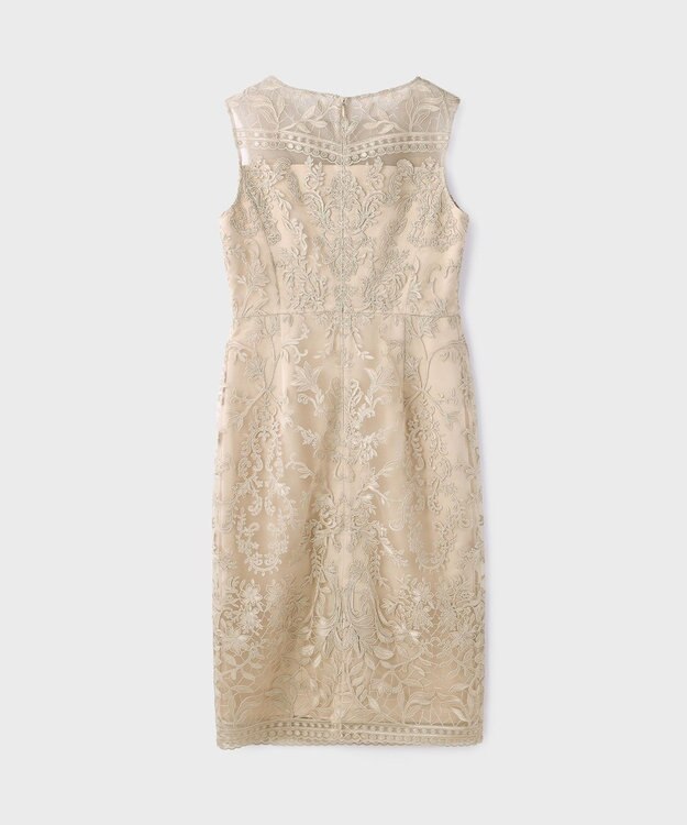 GRACE CONTINENTAL コ－ド刺繍タイトドレス ベージュ