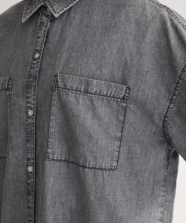 Green Parks 半袖シアーデニムシャツ Black