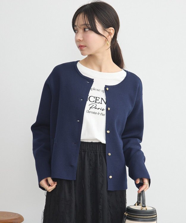 earth music&ecology スポンディッシュポケット付きカーディガン Navy