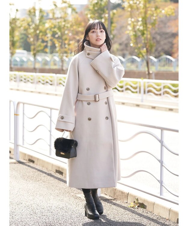 earth music&ecology ２ｗａｙカラーロングコート Beige