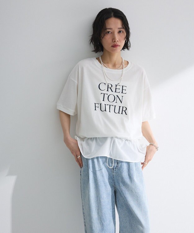 Green Parks ウエストドロストドッキングロゴプルオーバー Gray Mixture