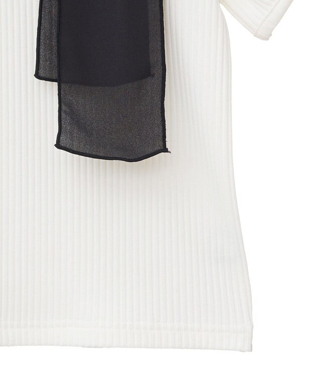 earth music&ecology アシメ肩リボンカットソー Ivory