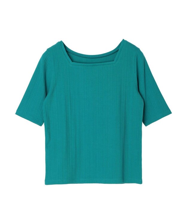 Green Parks 前後２ｗａｙリブ５分袖プルオーバー Black