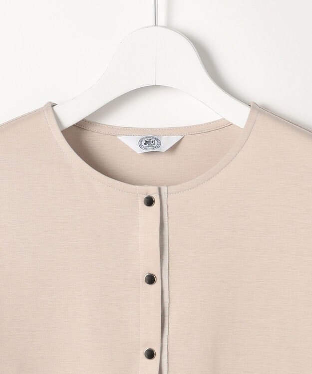 J.PRESS LADIES S 40Gポンチ クルーネック カーディガン ベージュ系