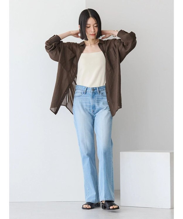 AMERICAN HOLIC シアーＣＯＯＬポケット付きルーズシャツ Brown