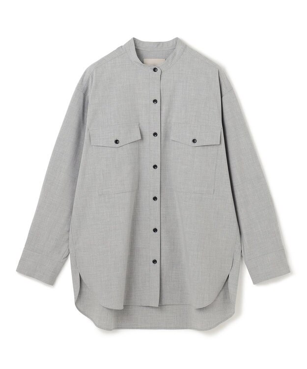 UNFILO ウールライク バンドカラーシャツ トップグレー