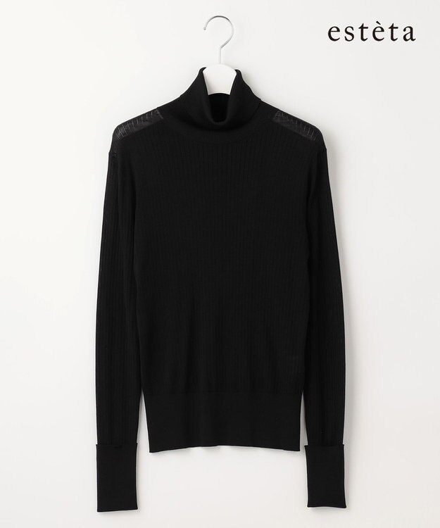 23区 S 【エステータ】シルクリブ タートルニット ブラック系