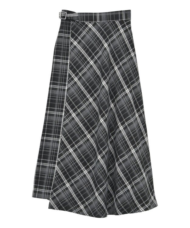 YECCA VECCA チェック柄アシメデザインスカート Black