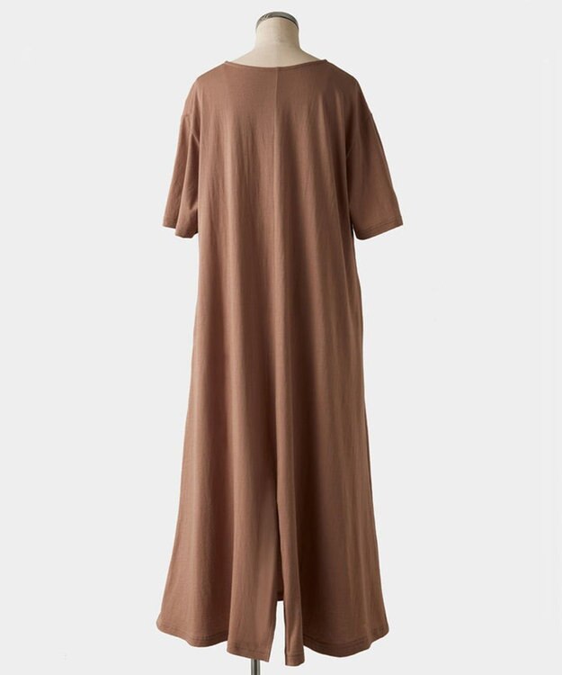 TOQUE 〈大草直子さんアドバイザー〉 【天然素材】タンギス コットン天竺 半袖ワンピース モカ