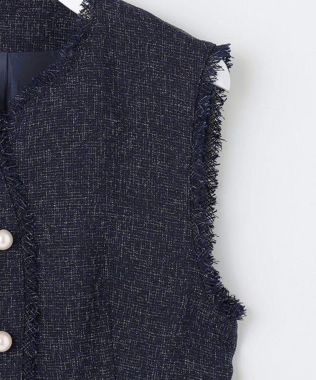 Feroux 【セットアップ対応】春ツイード コンパクトジレ ネイビー系1