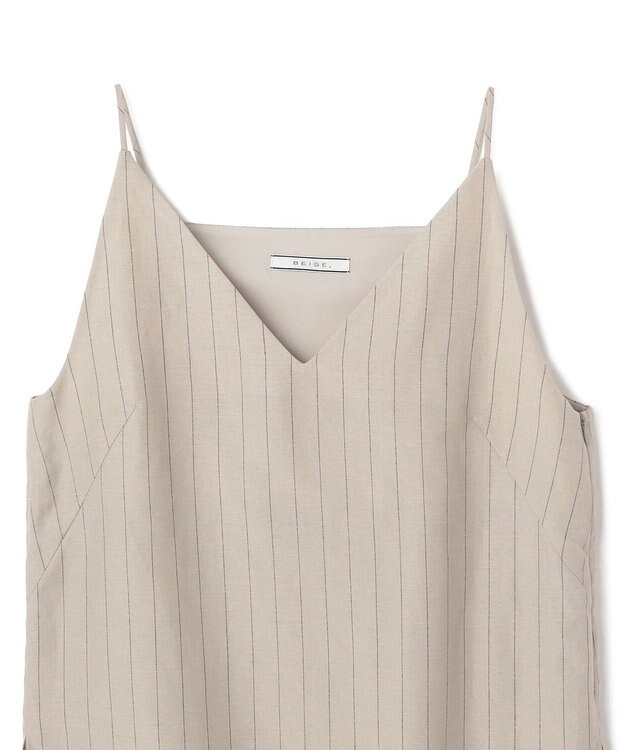 BEIGE， ERYTH / リネンストライプ キャミソール Flax × Bordeaux