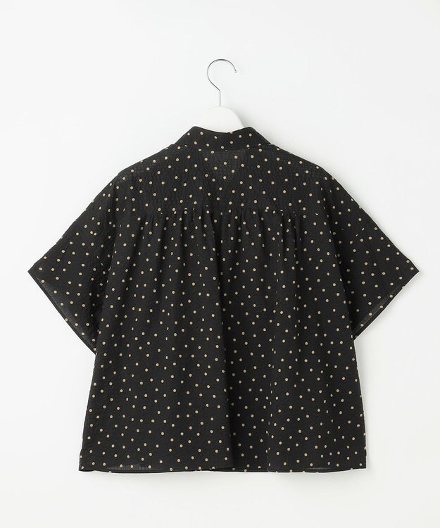 自由区 L 【WEB限定】コットンサッカープリント シャツ ブラック×ブラウン