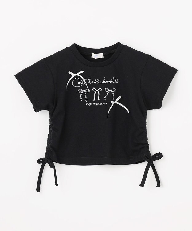 ANY KIDS 【洗濯機可能】ドロスト 裾リボンTシャツ ブラック