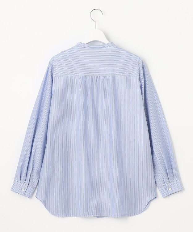 J.PRESS LADIES ストライプジャージー バンドカラー カットソー サックスブルー系1