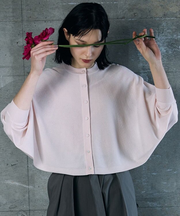 自由区 【カトリエムブーケ】Poncho en tissu sy  nthetique  ポンチョプルオーバー ライトピンク