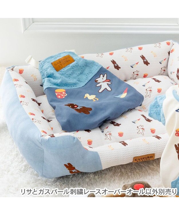 PET PARADISE リサとガスパール 刺繍レース オーバーオール 小型犬 ブルー