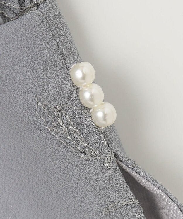 ANY SIS 【洗える】ラインエンブロイダリー ドレス アイスグレー