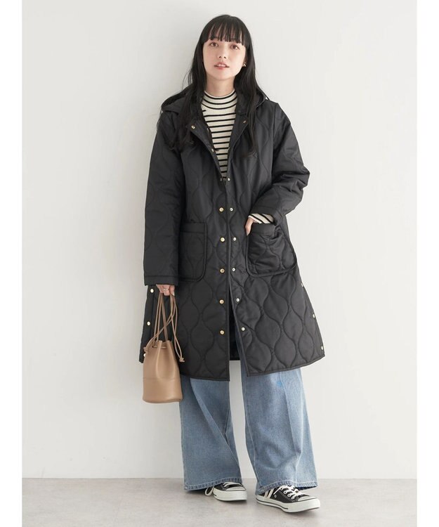 earth music&ecology ２ｗａｙキルティングコート Black