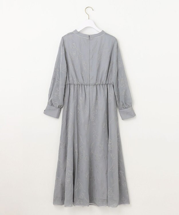 ANY SIS 【洗える】ラインエンブロイダリー ドレス アイスグレー