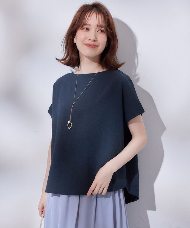 ANY L ミニサッカードルマンスリーブカットソー ネイビー