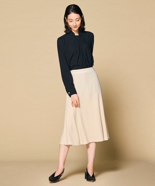 BEIGE， 【洗える】CINDY / フレアスカート Sheer Orange × White