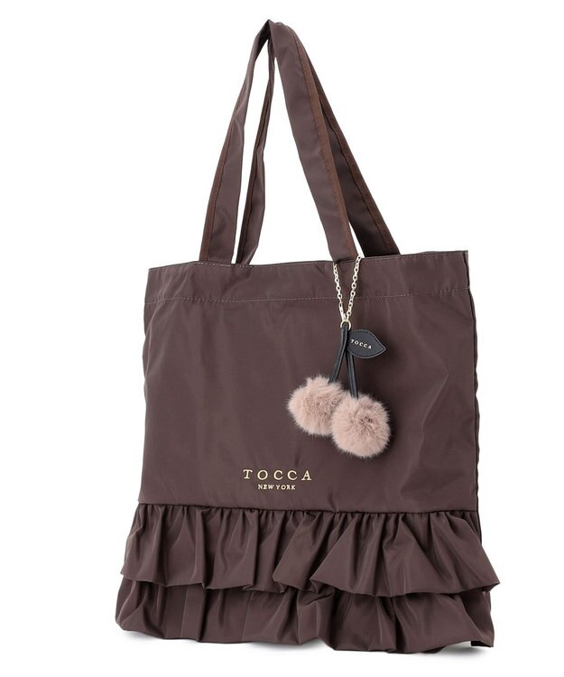 TOCCA SOGNO FUR CHARM TOTE トートバッグ【WEB＆一部店舗限定・A4サイズ対応】 ブラウン系
