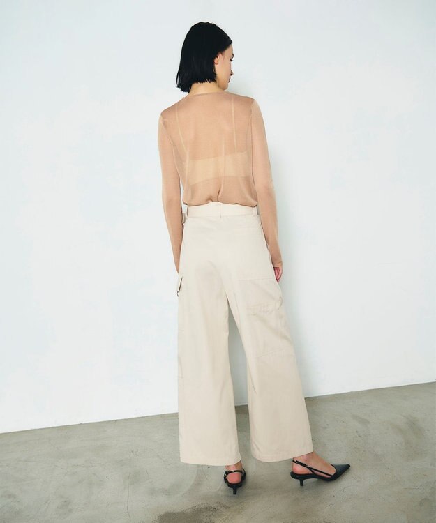 GRACE CONTINENTAL シアークルーニットトップ ベージュ