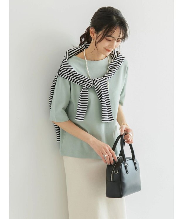 AMERICAN HOLIC ５分袖ボートネックカットプルオーバー Green