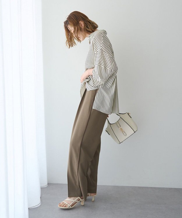 YECCA VECCA バルーン袖スキッパーシャツ Stripe