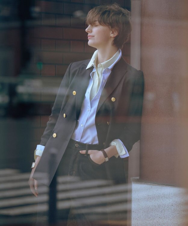 J.PRESS LADIES L オックス ダブル テーラードジャケット ネイビー系