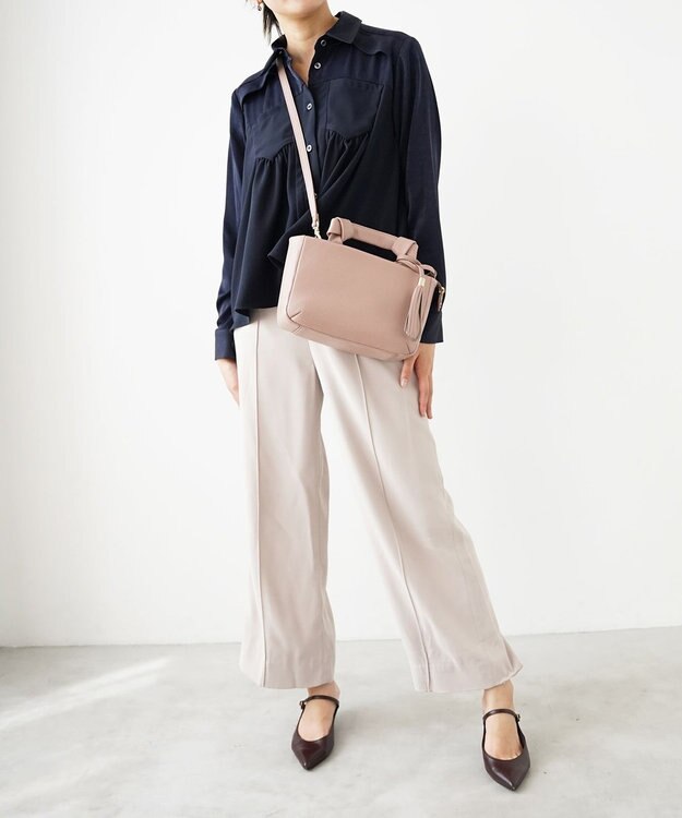 Atelier nuu 日本製 タッセルレザー loop ミニボストン ピンクベージュ