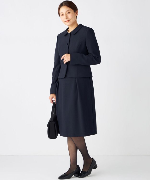 自由区 FORMAL 【お受験/セレモニーに】濃紺洗える/ストレッチワンピース+ジャケット ネイビー系